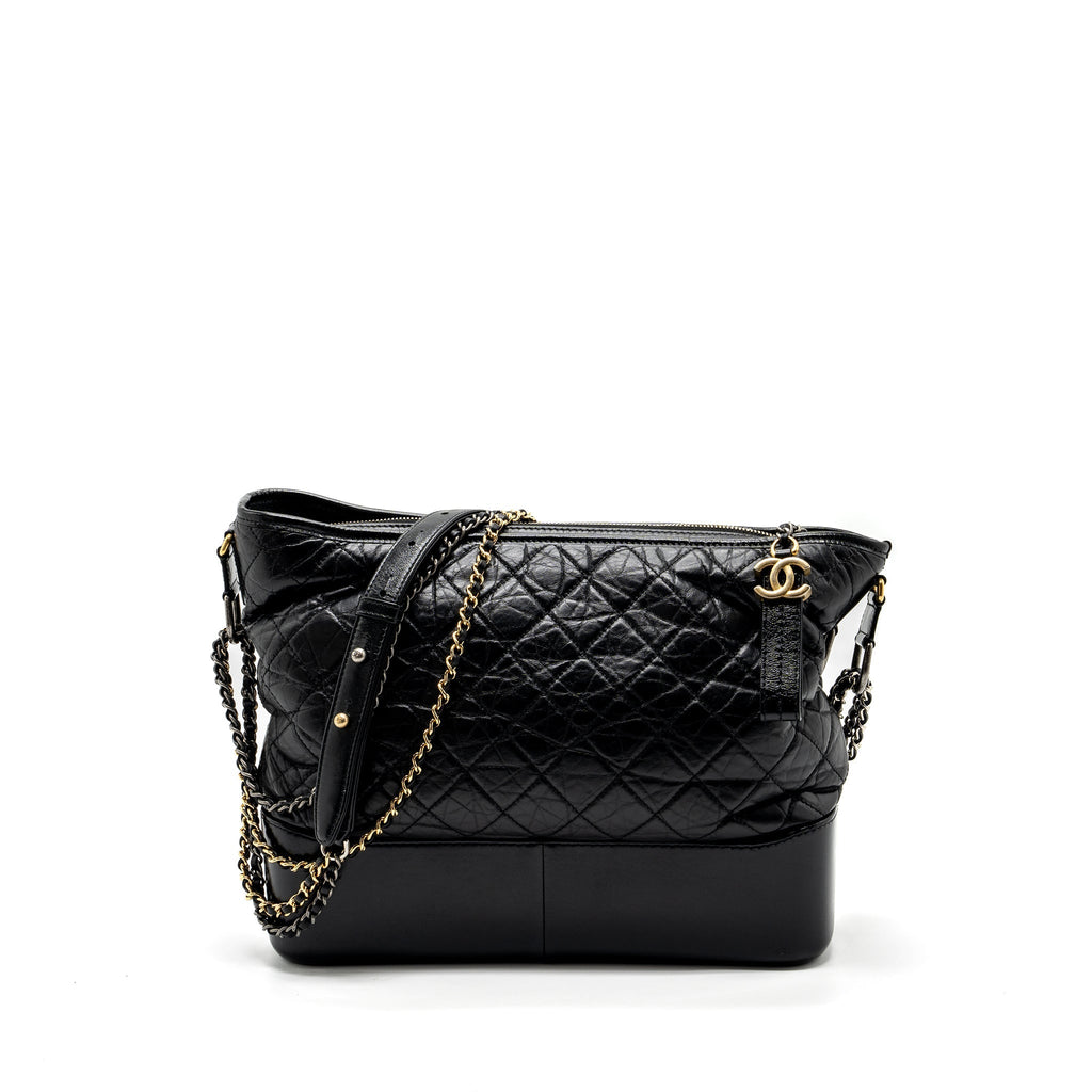 Chanel Maxi Gabrielle Hobo Bag Calfskin Black Multicolour Hardware