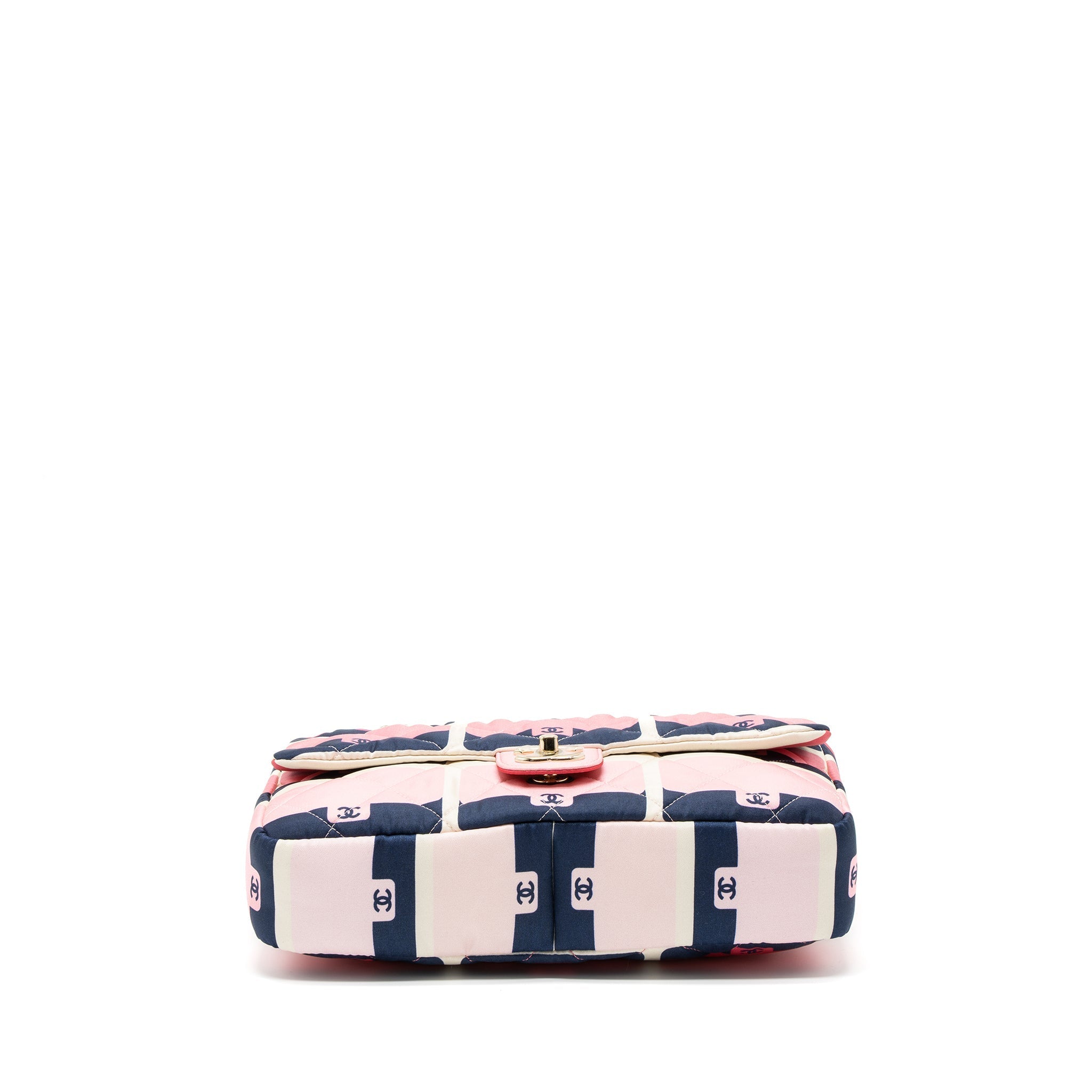Chanel CC Logo Printed Flap Bag Fabric Multicolour L (Microchip)