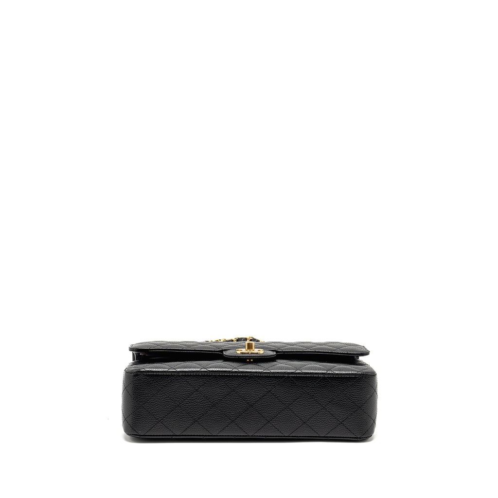CHANEL Medium Classic Double Flap Bag Caviar Black  (Microchip)