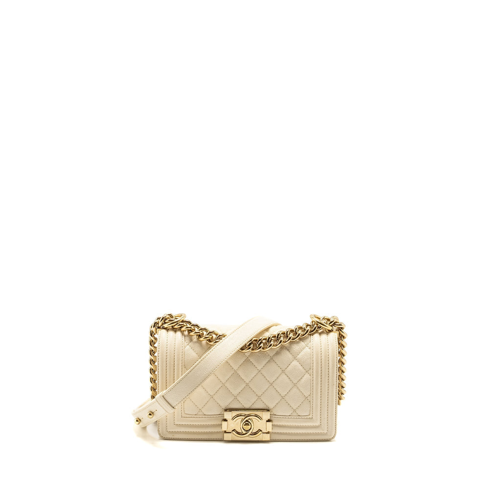 Chanel Small Boy Bag Caviar White L