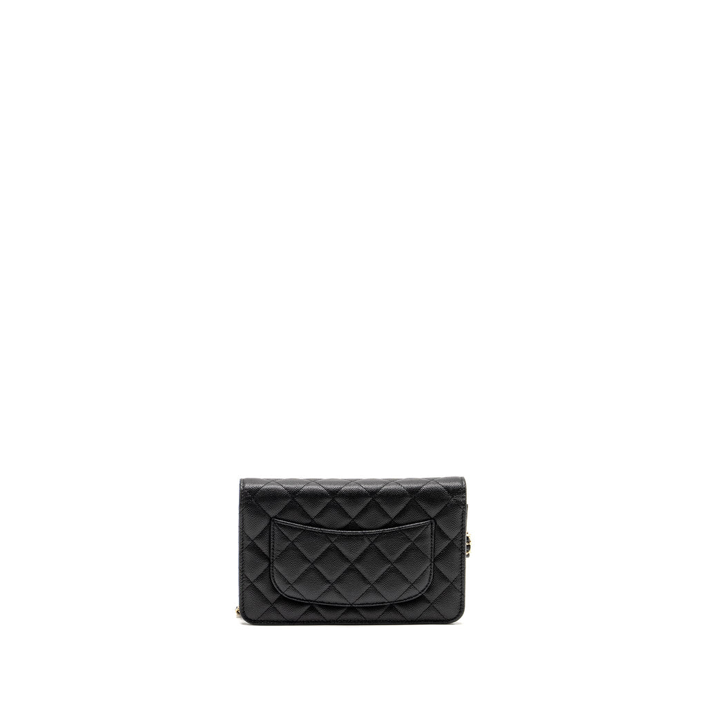Chanel Detailed CC Logo Wallet on Chain Caviar Black L (Microchip)