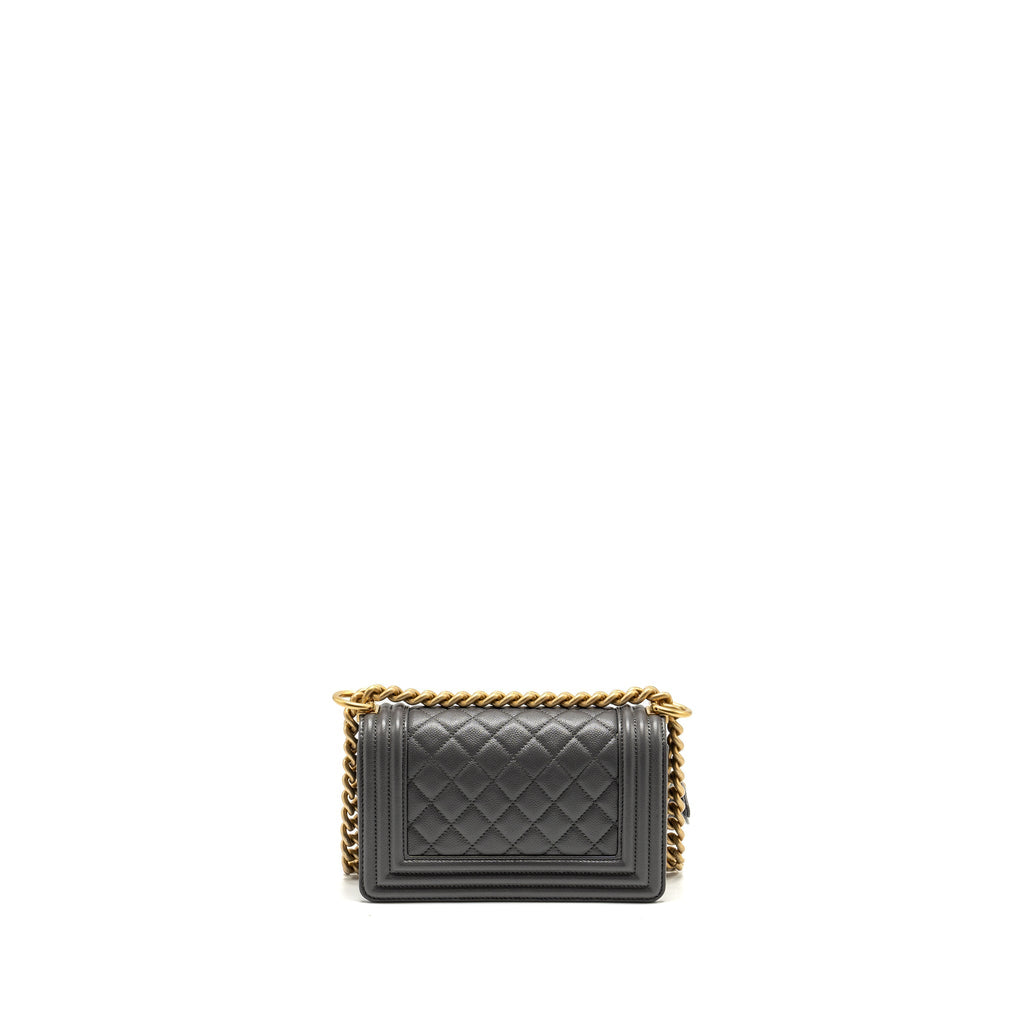 Chanel Small Boy Bag Caviar Dark Grey  (microchip)
