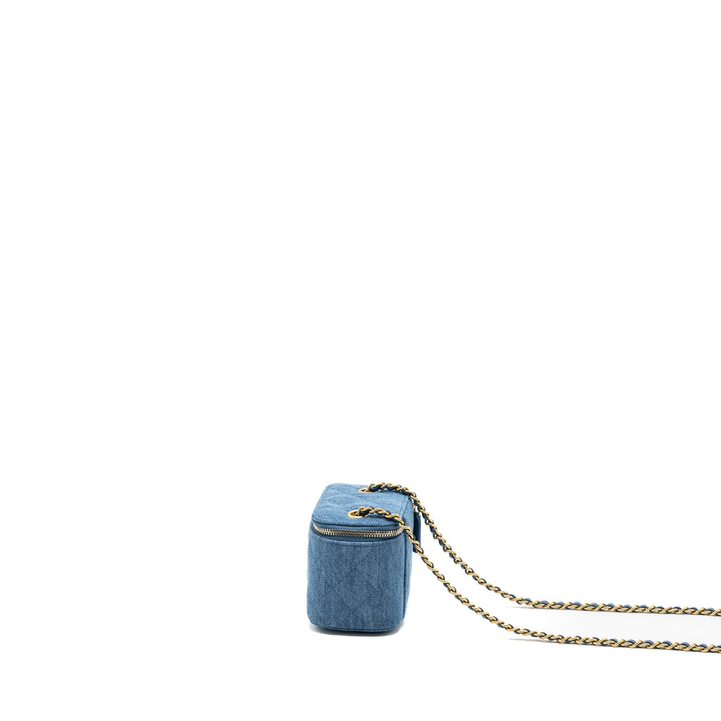 Chanel Pearl Crush Mini Vanity Case Denim Blue Brushed