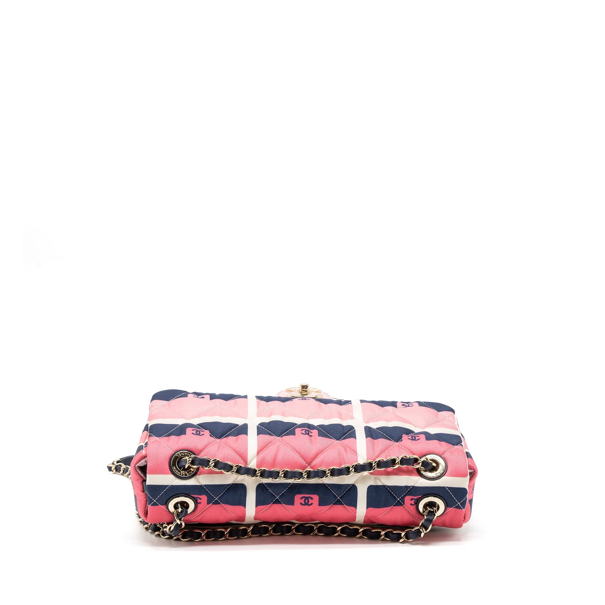 Chanel CC Logo Printed Flap Bag Fabric Multicolour L (Microchip)