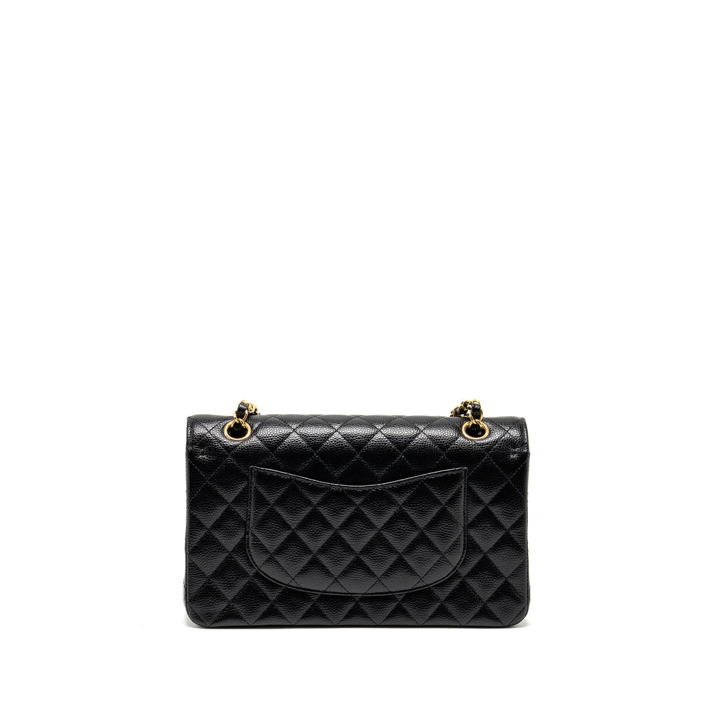 CHANEL Medium Classic Double Flap Bag Caviar Black  (Microchip)