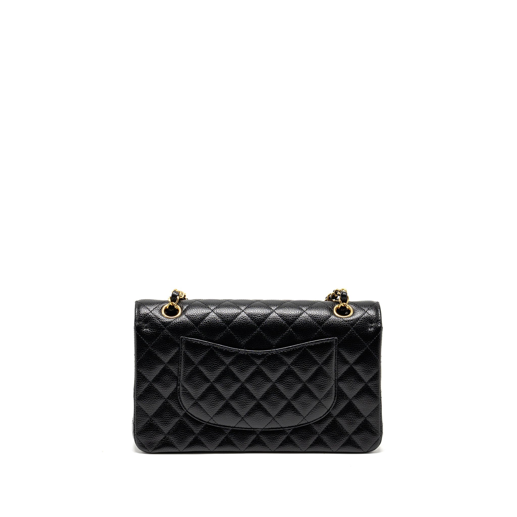 CHANEL Medium Classic Double Flap Bag Caviar Black  (Microchip)