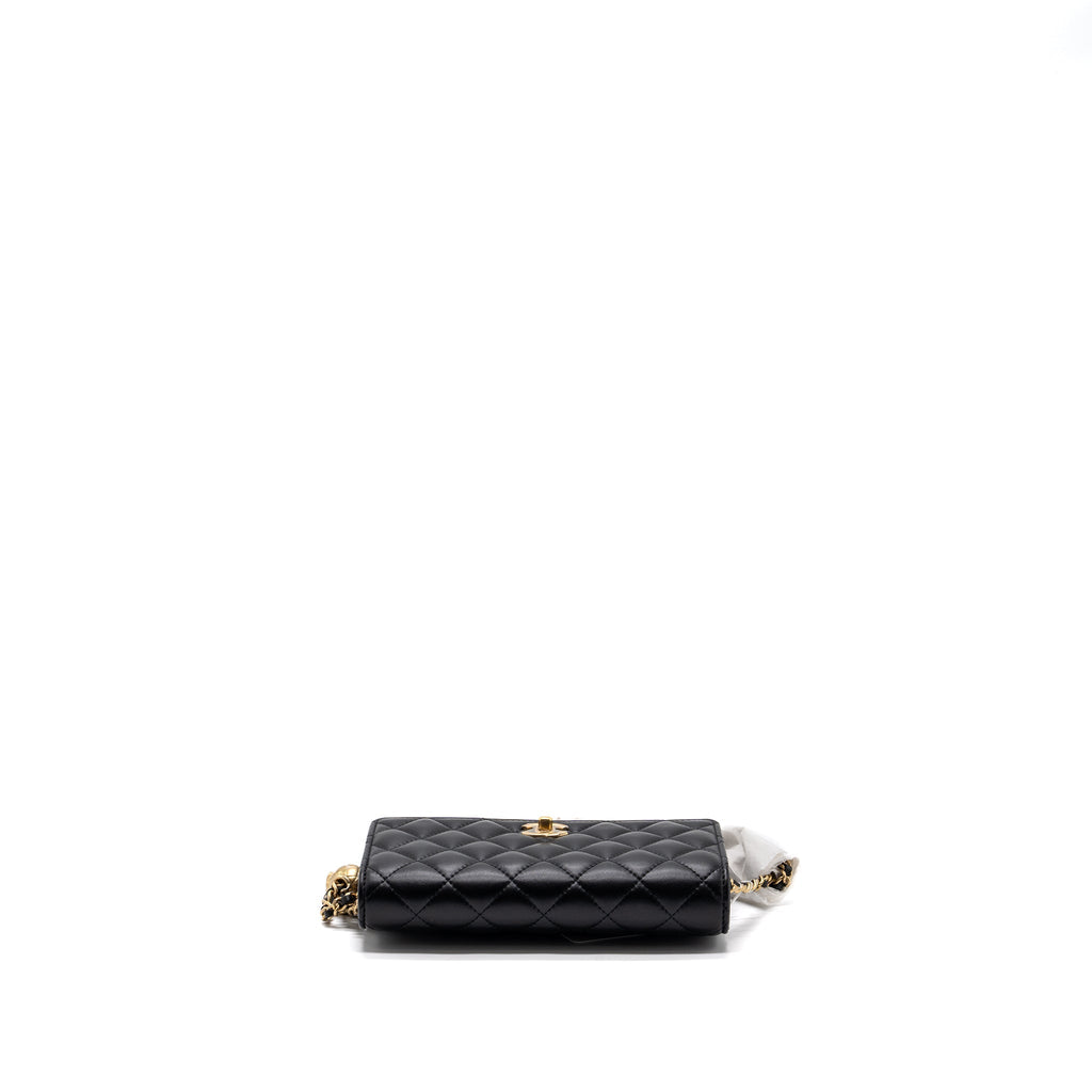 Chanel 23k Pearl Crush Wallet On Chain Lambskin Black  (Microchip)