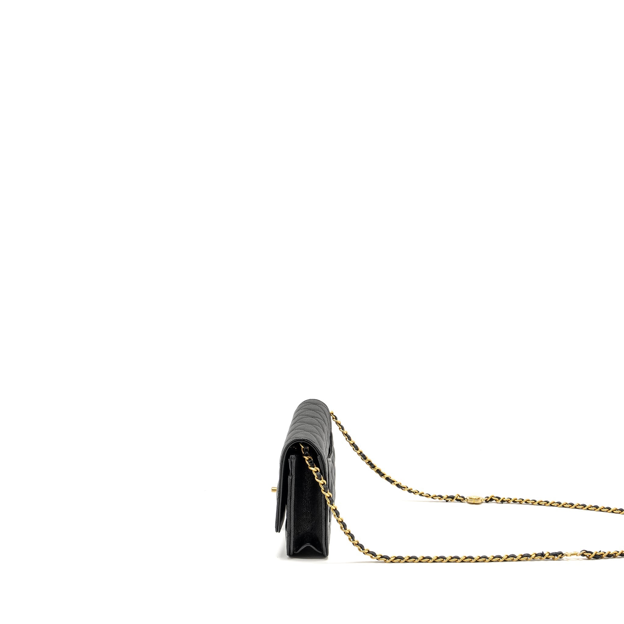 Chanel Camellia Wallet on chain Caviar Black  (Microchip)