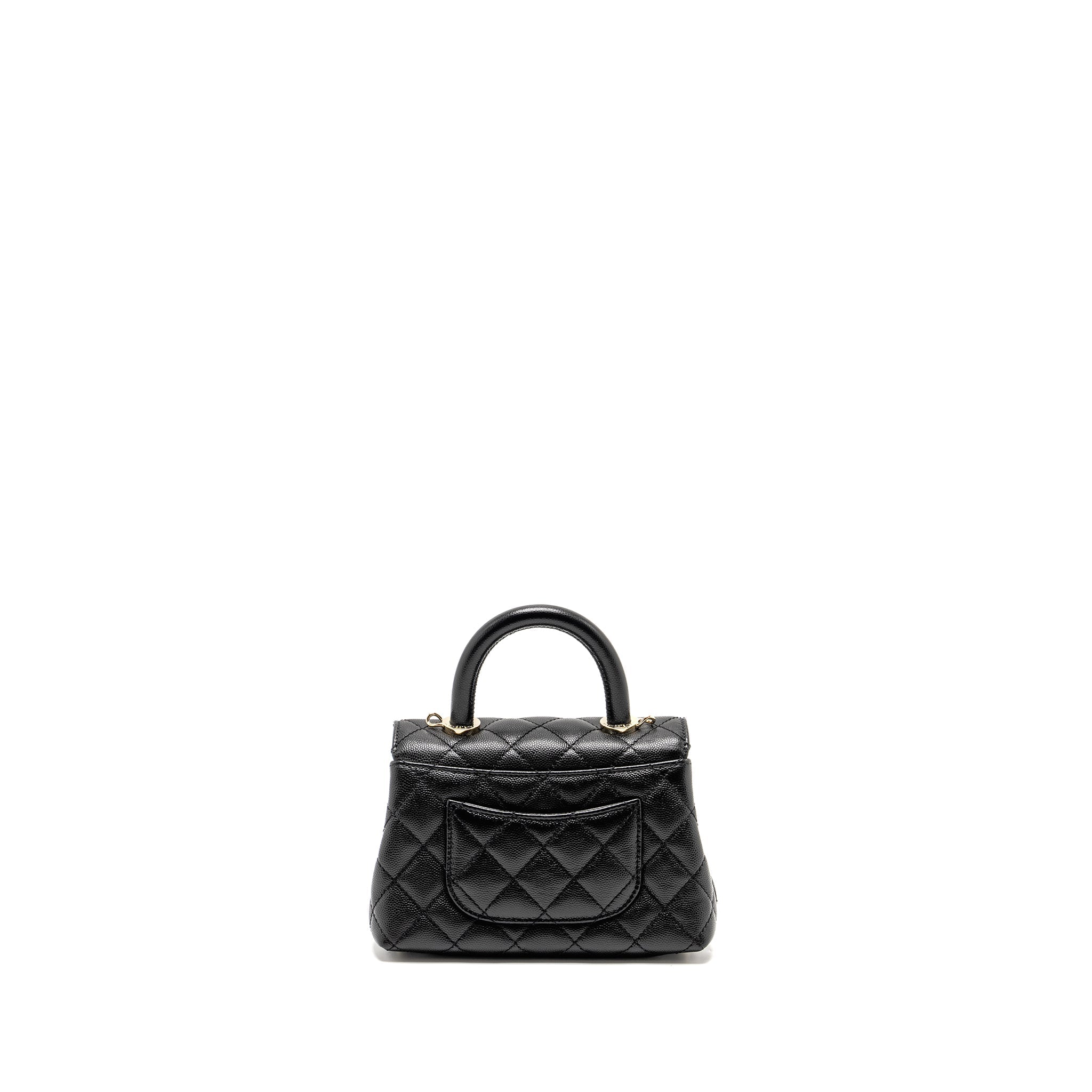 CHANEL Mini Coco Handle Caviar Black L (Microchip)