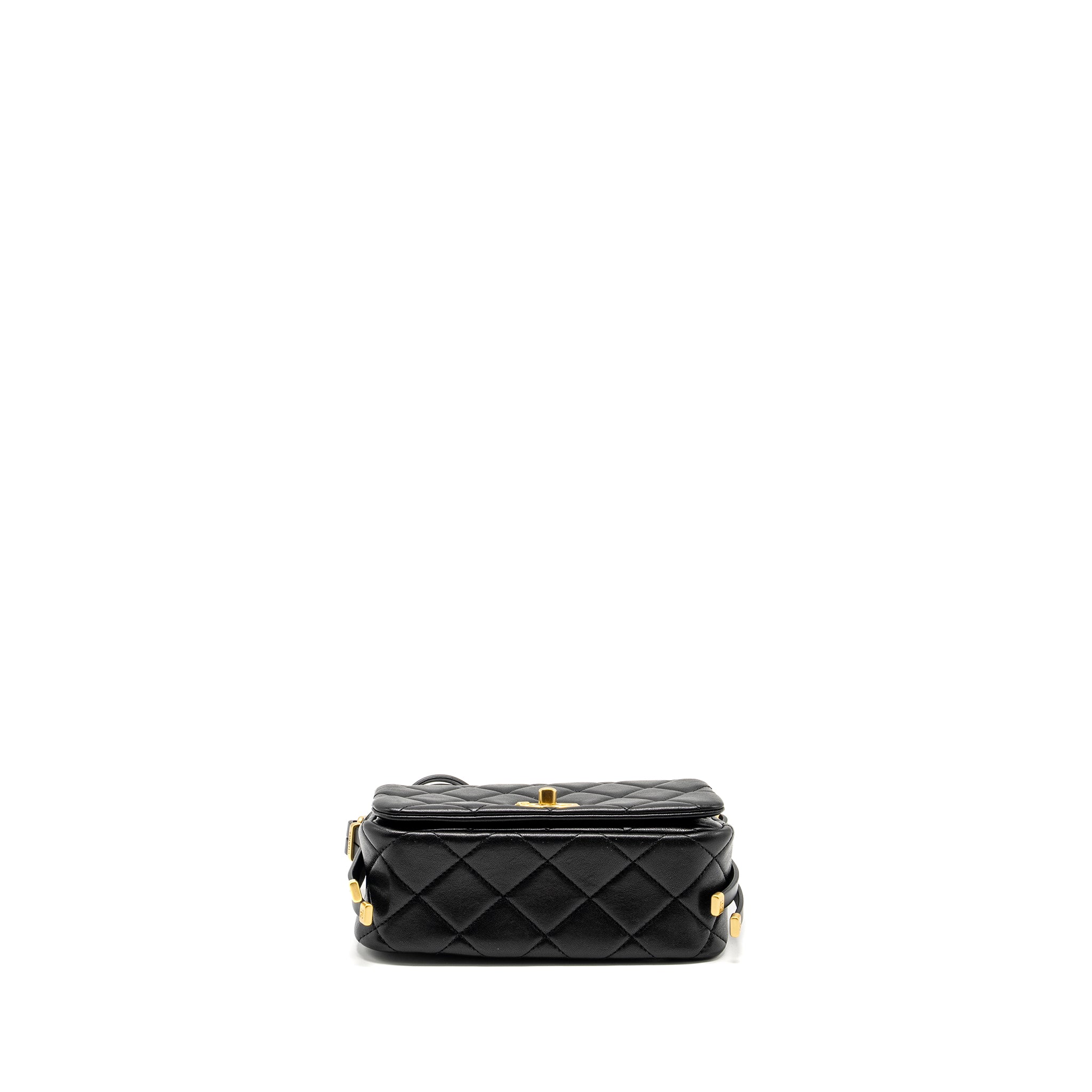 Chanel 23B Detail Chains Quilted Flap Bag Lambskin Black (Microchip)
