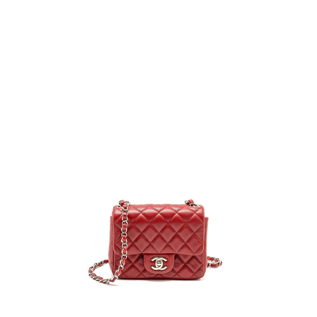 Chanel Mini Square Flap bag Caviar Red