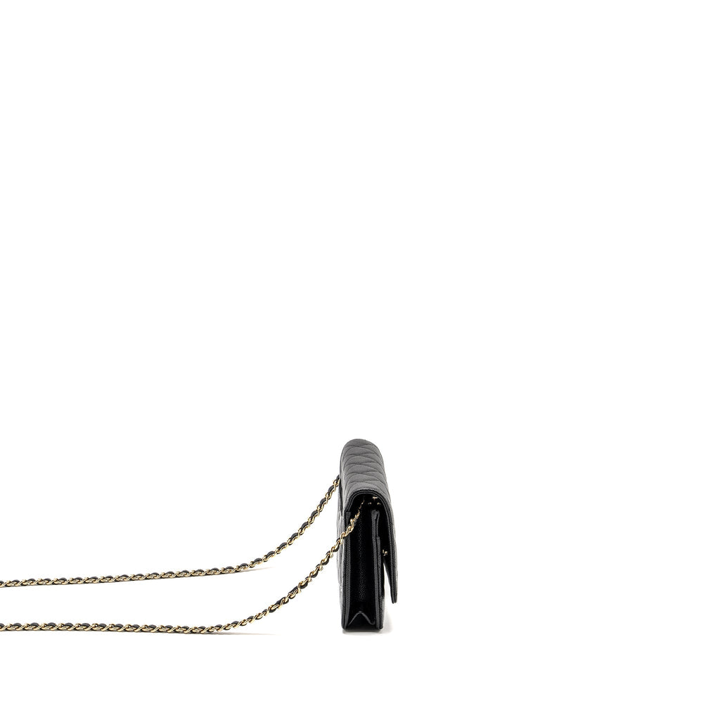 Chanel Detailed CC Logo Wallet on Chain Caviar Black L (Microchip)