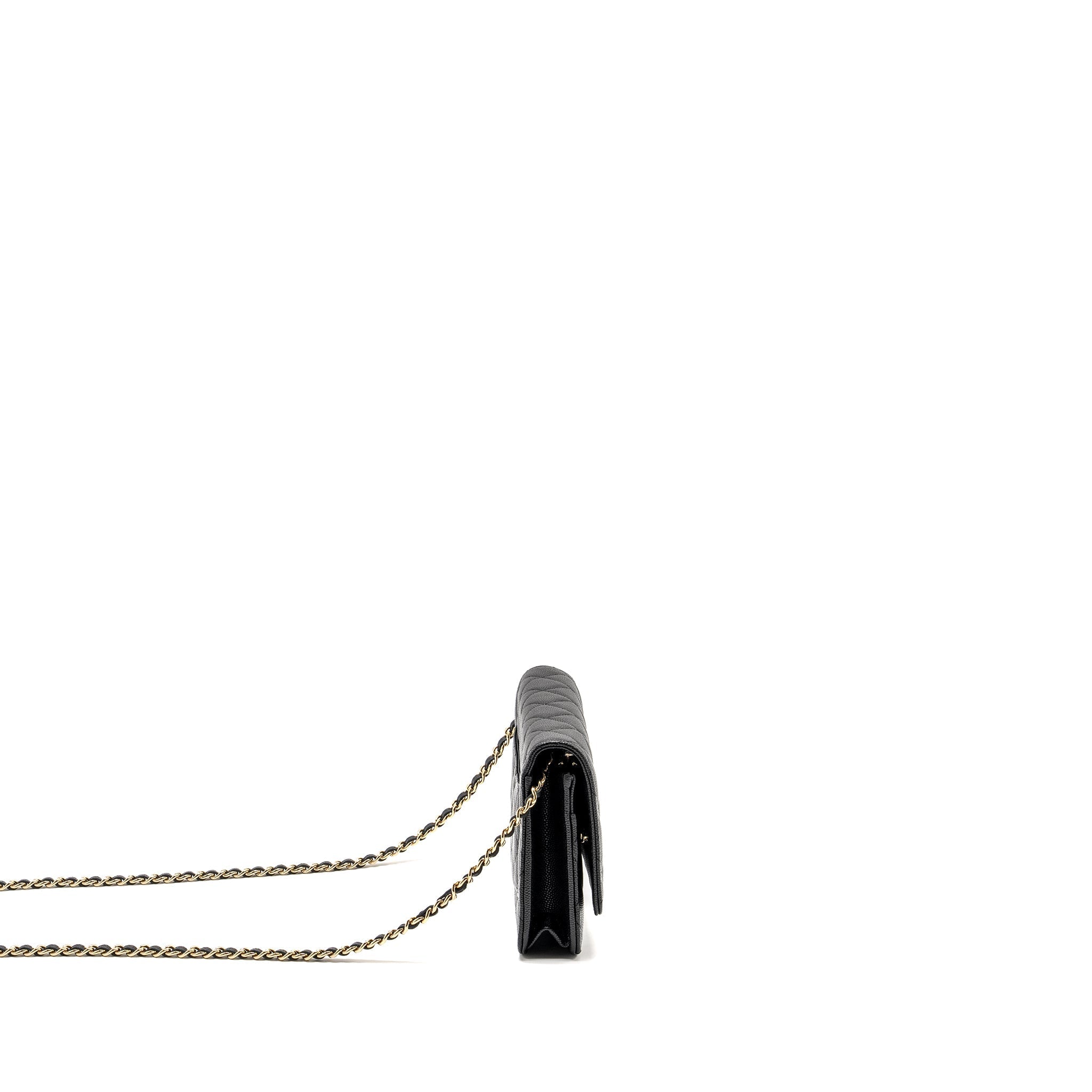 Chanel Detailed CC Logo Wallet on Chain Caviar Black L (Microchip)