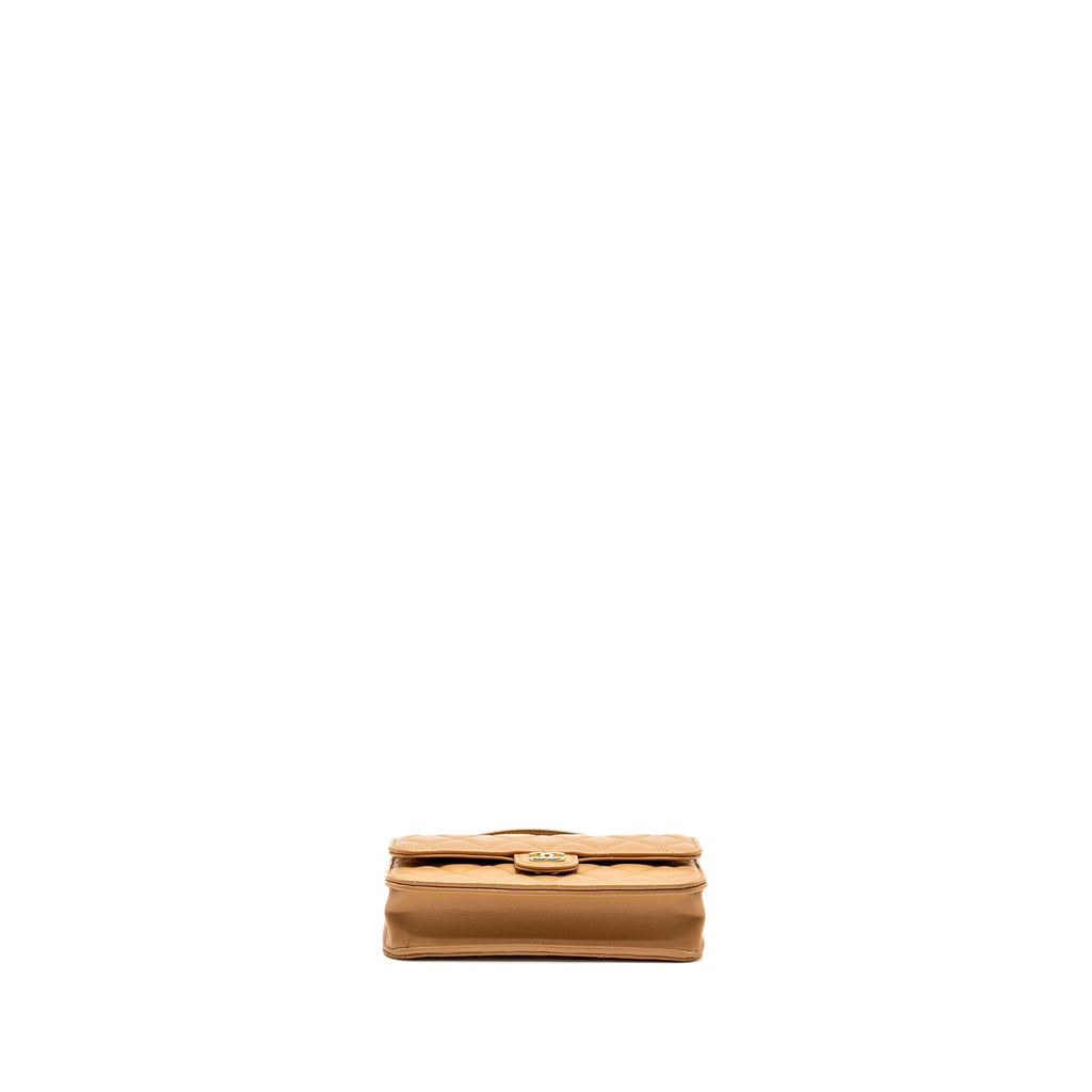 Chanel Top Handle Mini Flap Bag Lambskin Caramel L (Microchip)