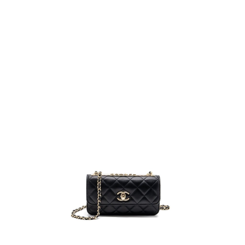 Chanel Mini Trendy CC Wallet On Chain Lambskin Black L (microchip)