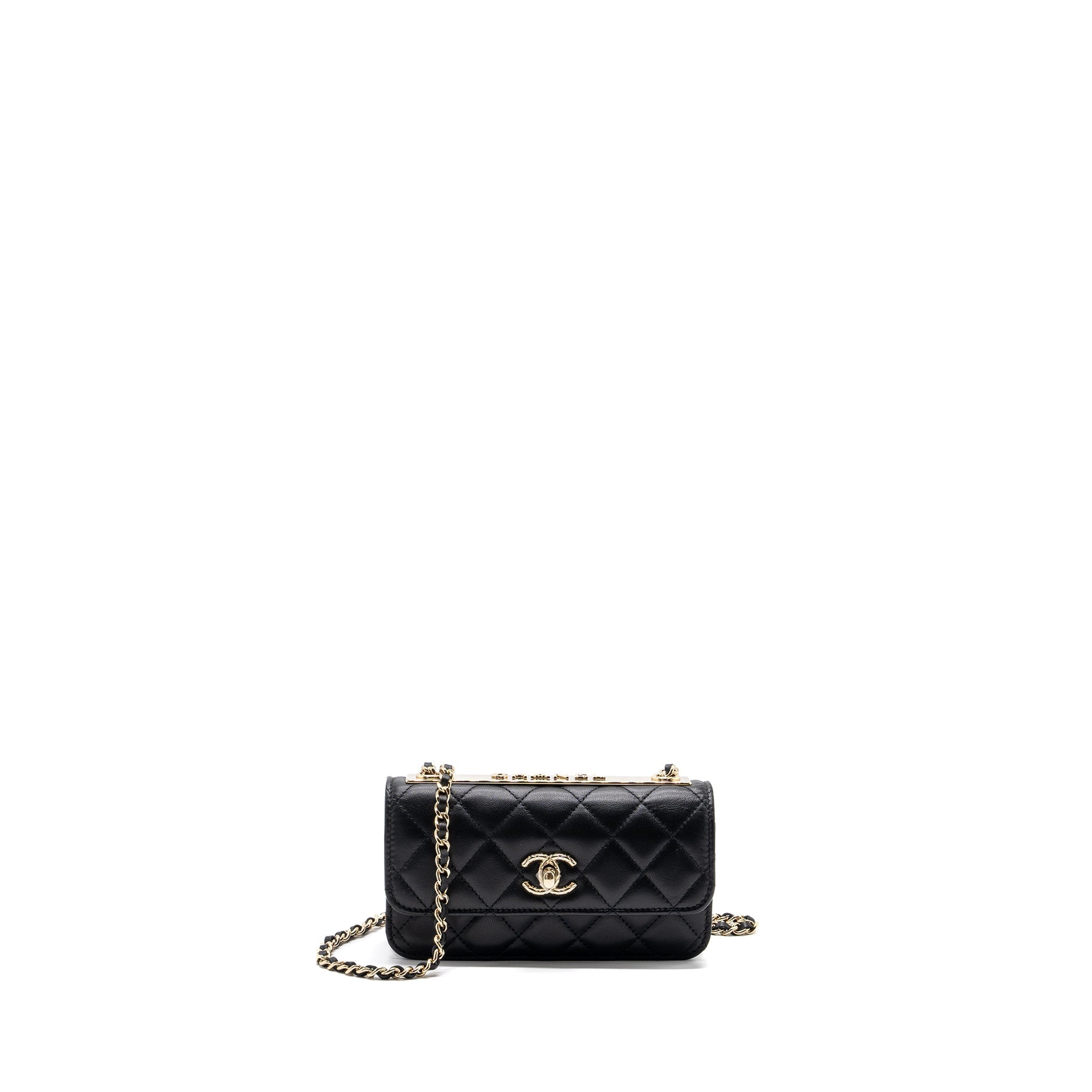 Chanel Mini Trendy CC Wallet On Chain Lambskin Black L (microchip)