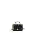 Chanel Top Handle Mini Rectangular Flap bag Lambskin Black L (microchip)
