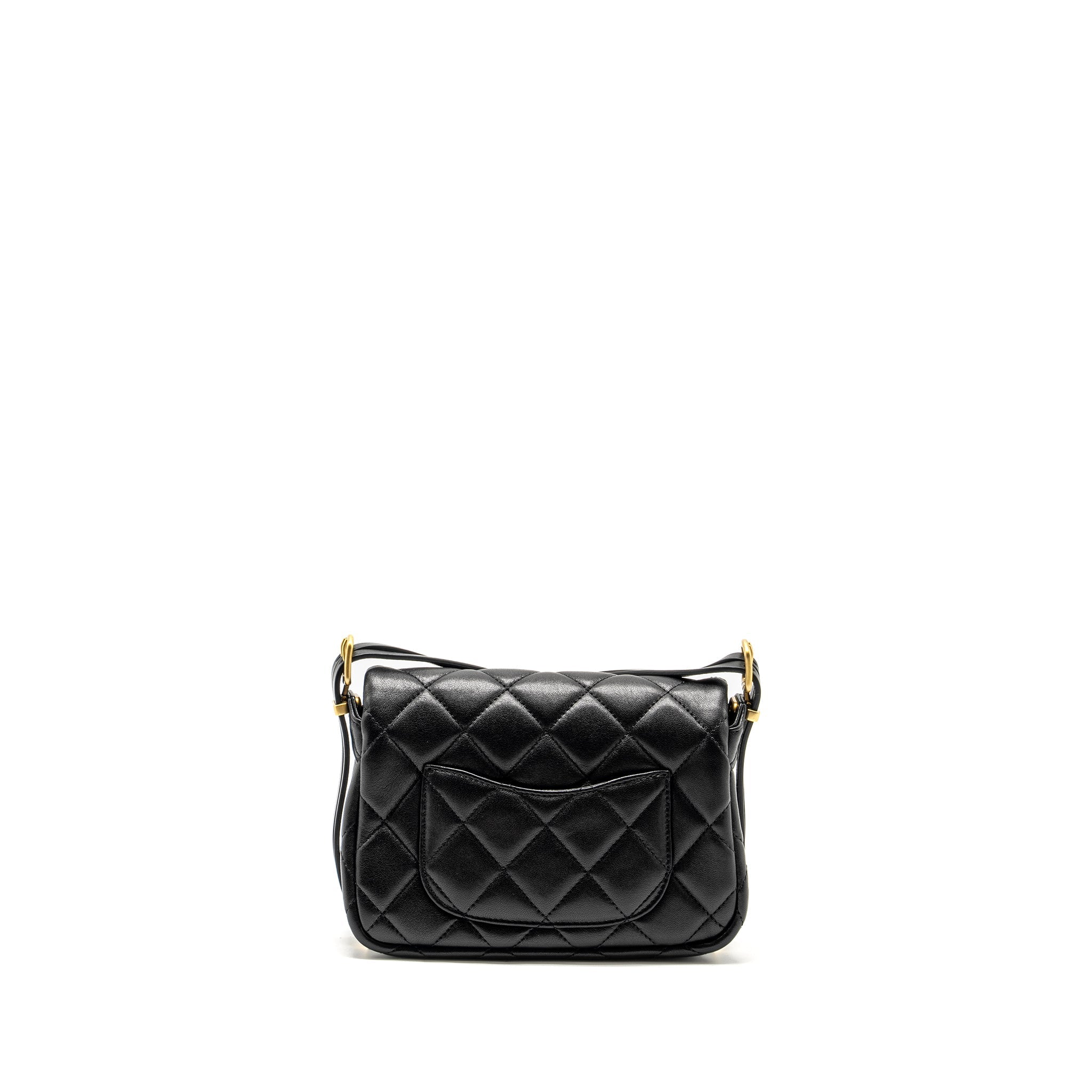 Chanel 23B Detail Chains Quilted Flap Bag Lambskin Black (Microchip)