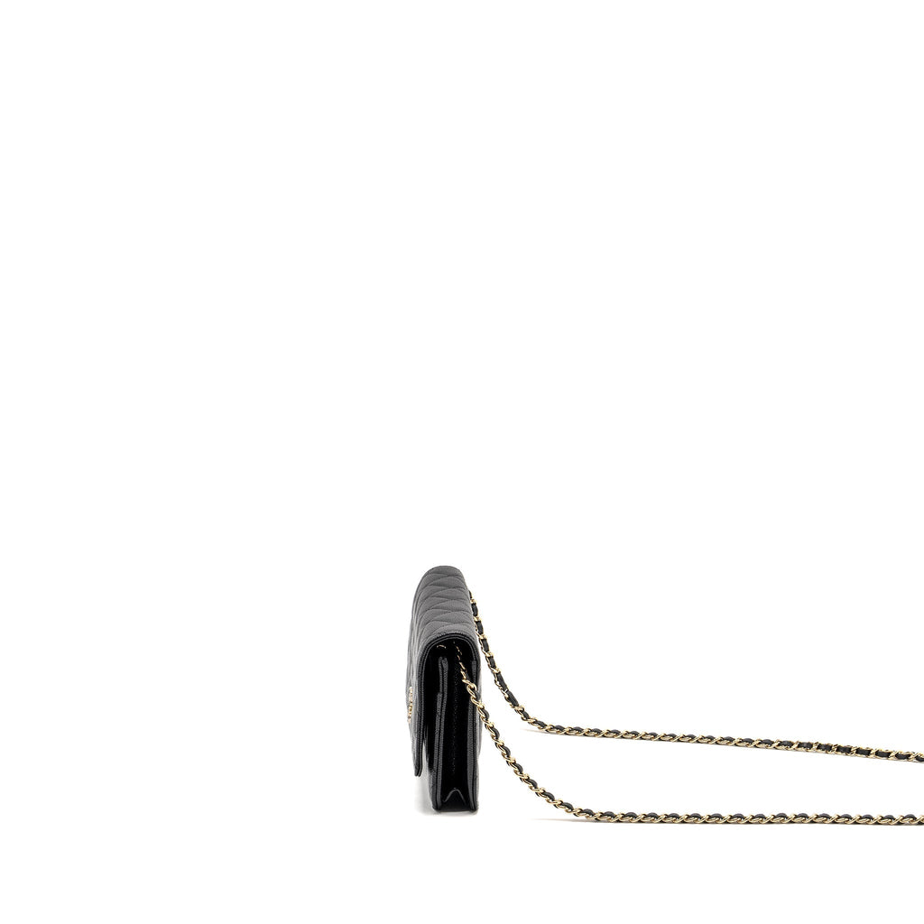 Chanel Detailed CC Logo Wallet on Chain Caviar Black L (Microchip)