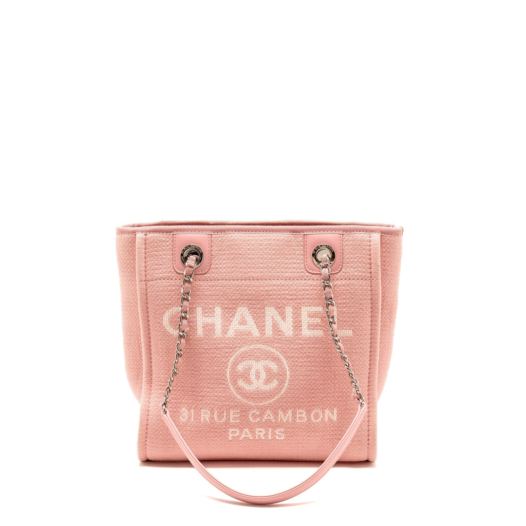 Chanel Deauville Pm Tote Bag Canvas Pink  (microchip)