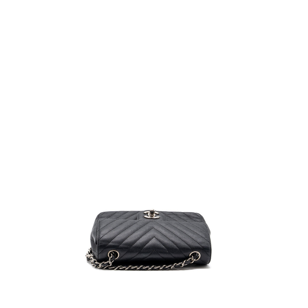 Chanel Mini Rectangular Flap Bag Chevron Caviar Black