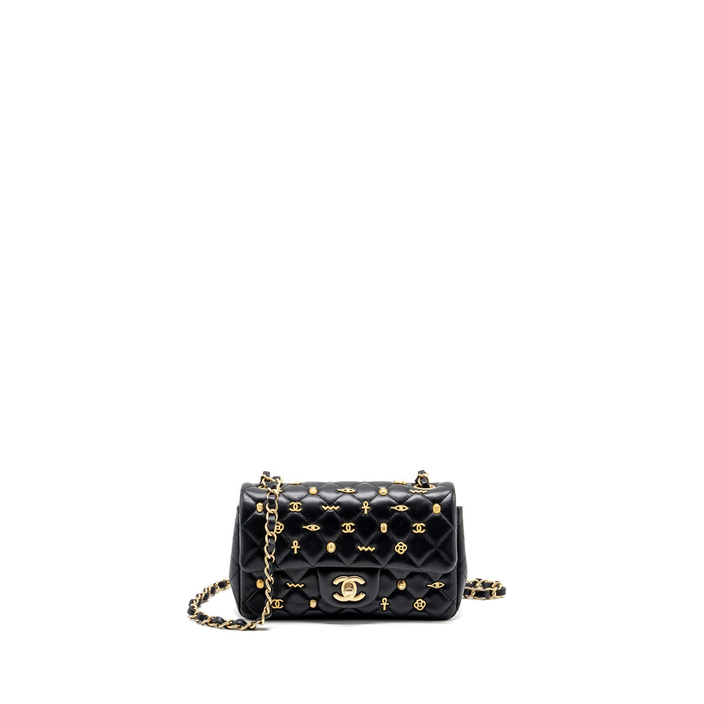 Chanel Egyptian Amulet Mini Rectangular Flap Bag Lambskin Black