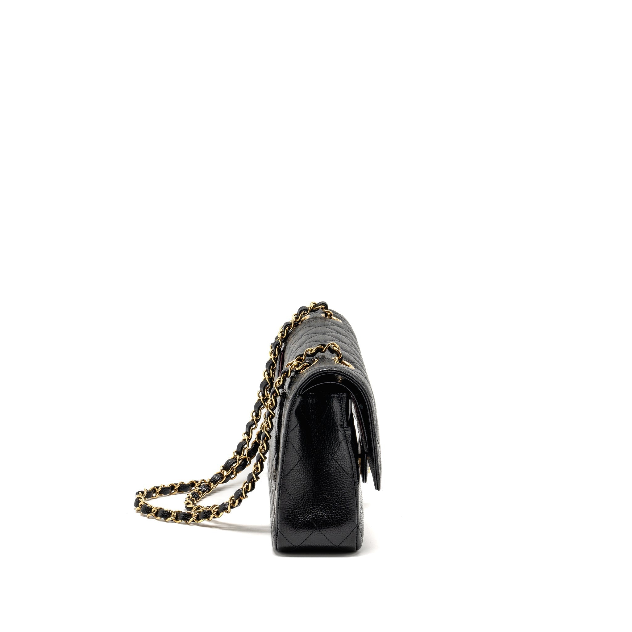CHANEL Medium Classic Double Flap Bag Caviar Black  (Microchip)