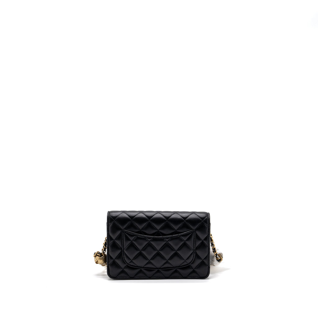 Chanel 23k Pearl Crush Wallet On Chain Lambskin Black  (Microchip)