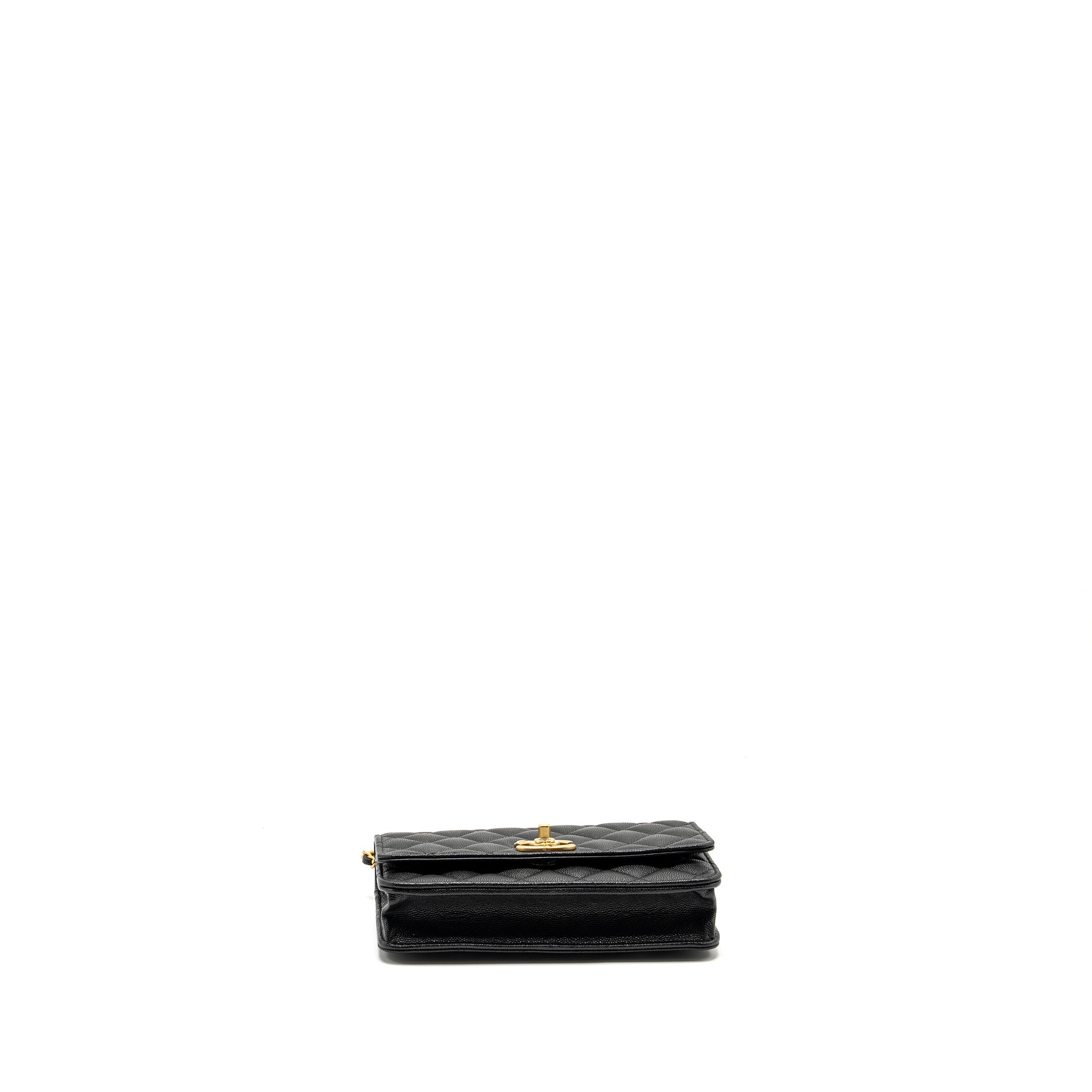 Chanel Camellia Wallet on chain Caviar Black  (Microchip)