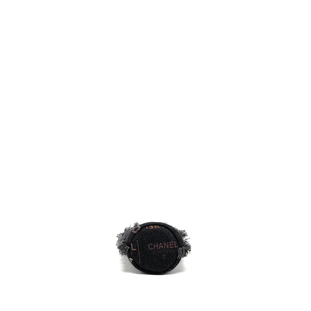 Chanel Super Mini Bucket Bag Black Denim L