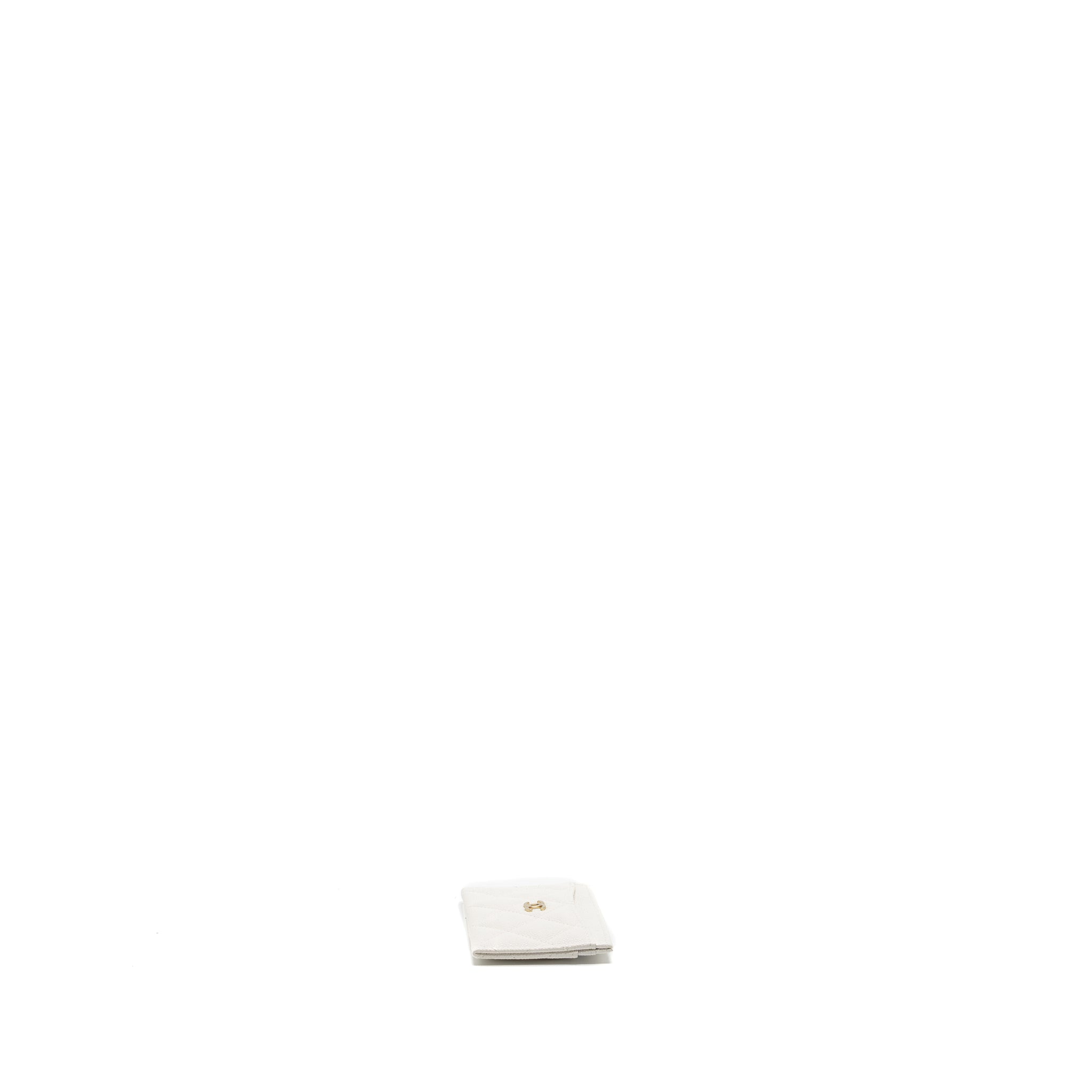 Chanel Classic Card Holder Caviar White L (Microchip)