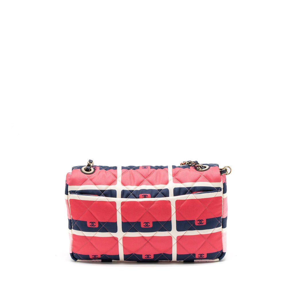Chanel CC Logo Printed Flap Bag Fabric Multicolour L (Microchip)