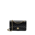 CHANEL Medium Classic Double Flap Bag Caviar Black  (Microchip)