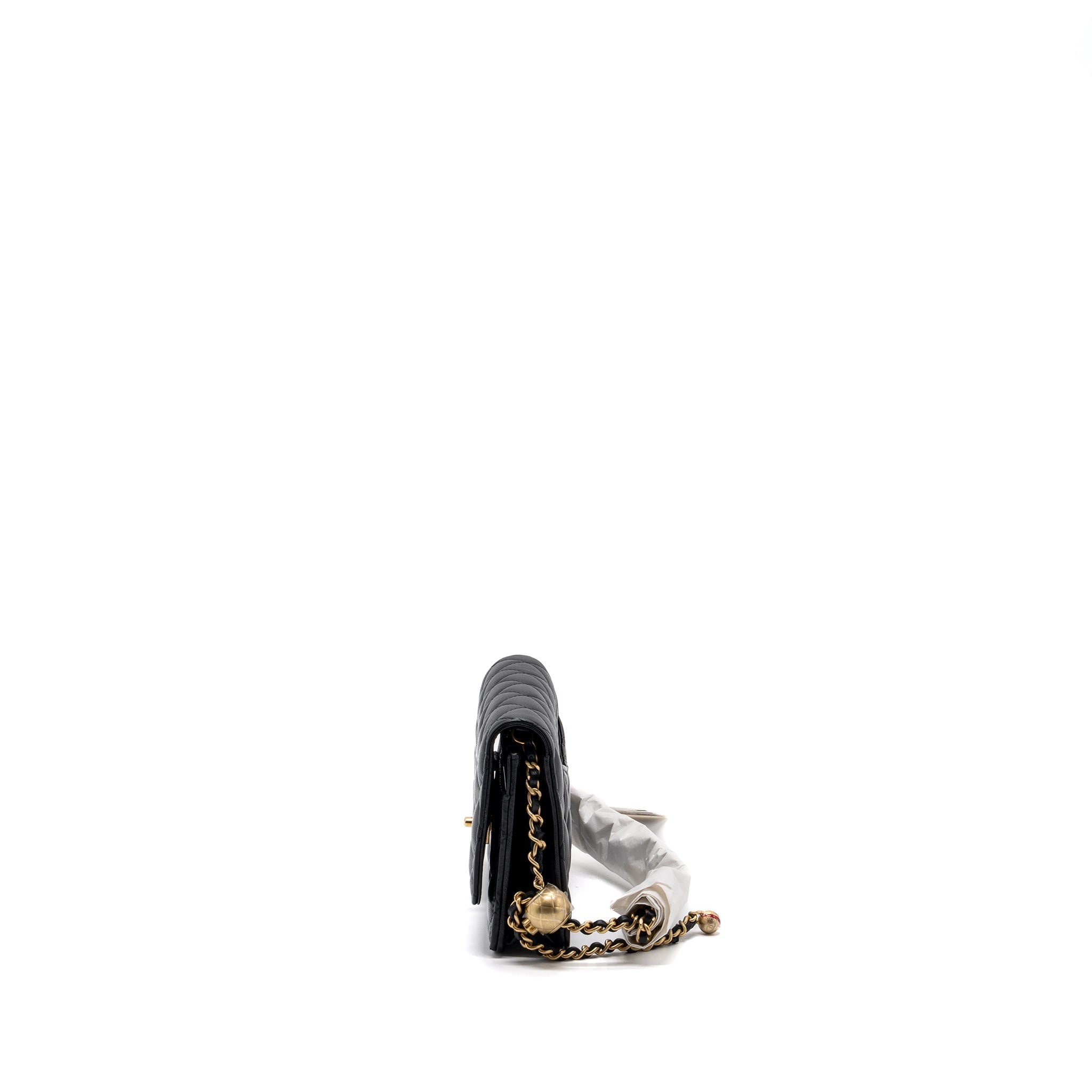 Chanel 23k Pearl Crush Wallet On Chain Lambskin Black  (Microchip)