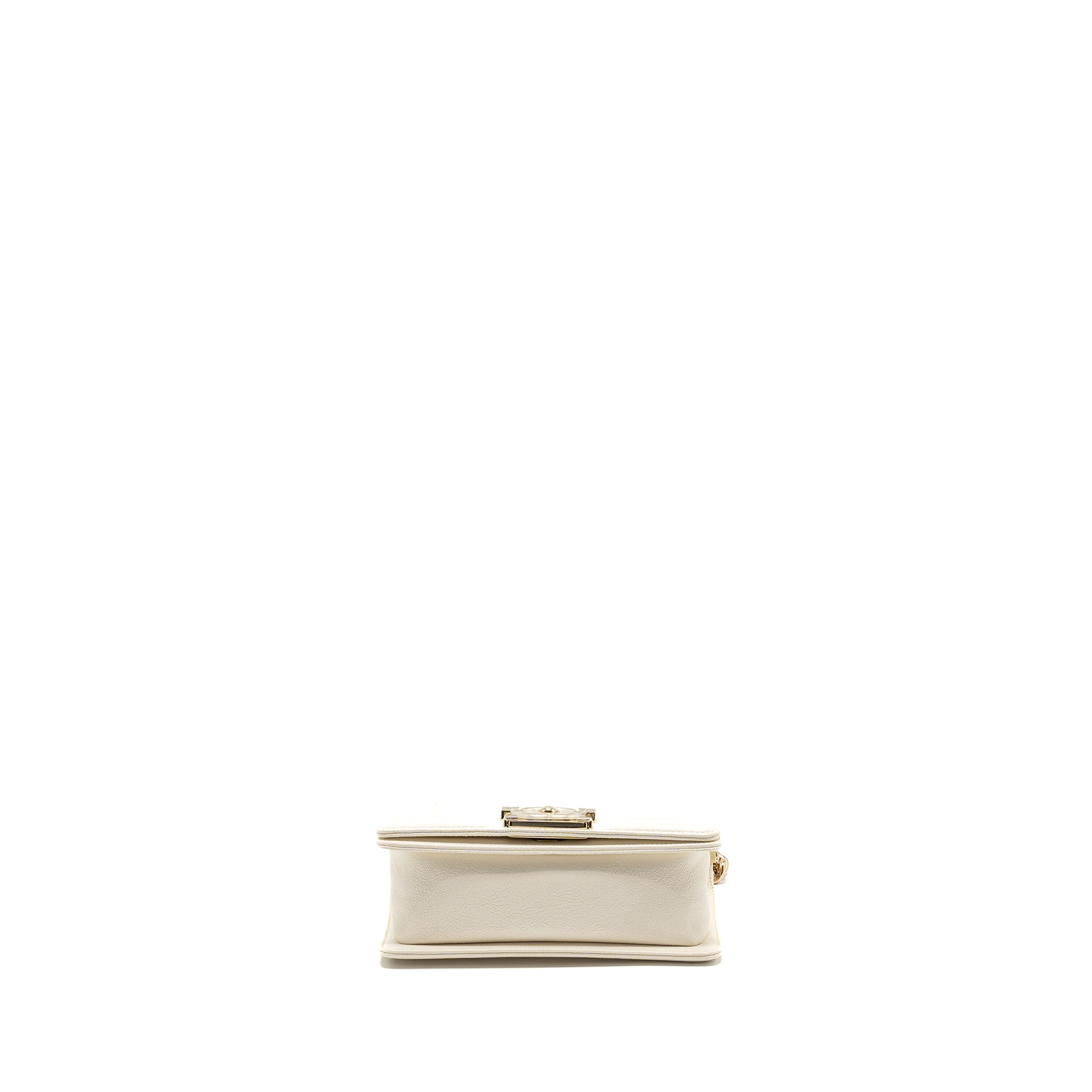Chanel Small Boy Bag caviar white L