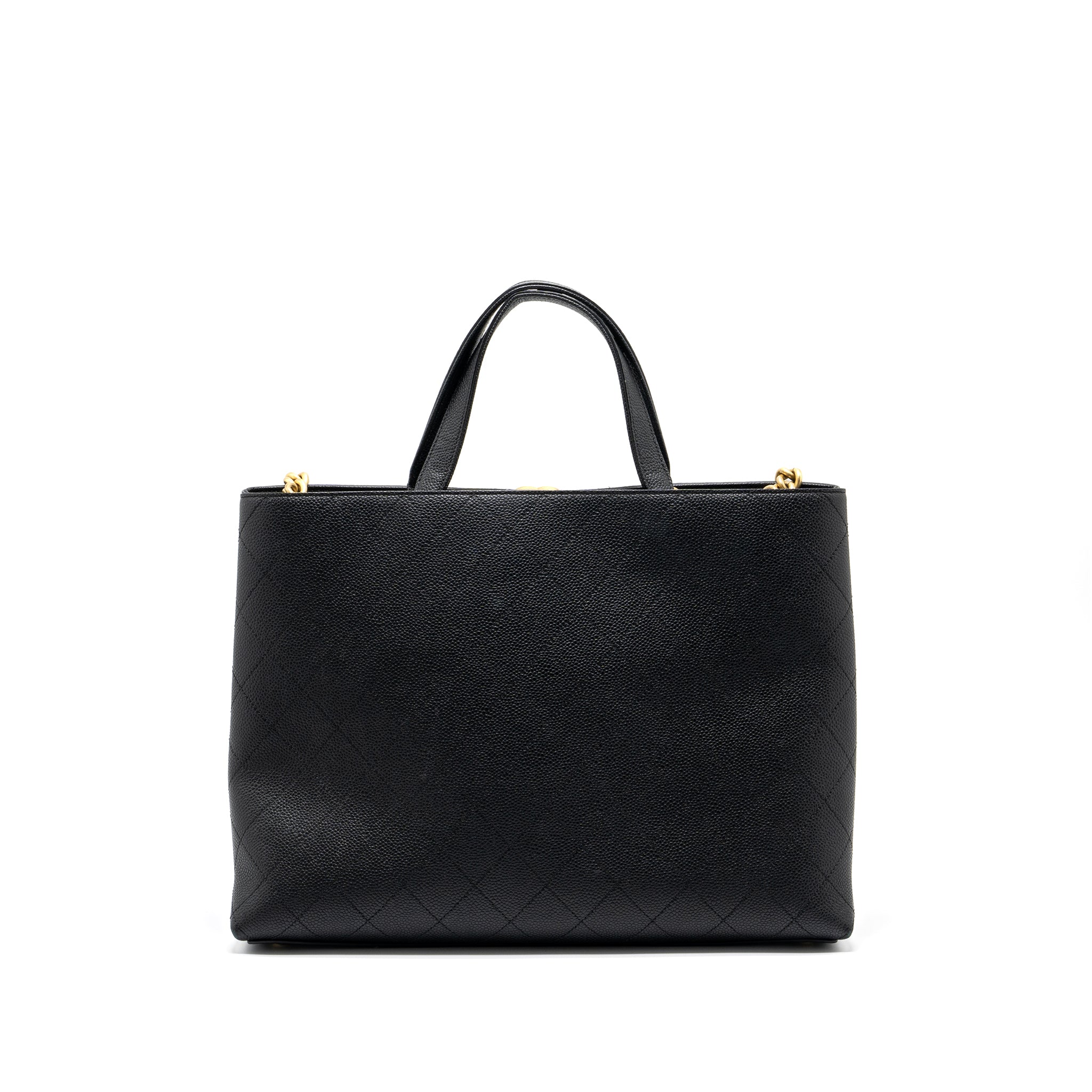 Chanel Chains Tote Bag Caviar Black Brushed