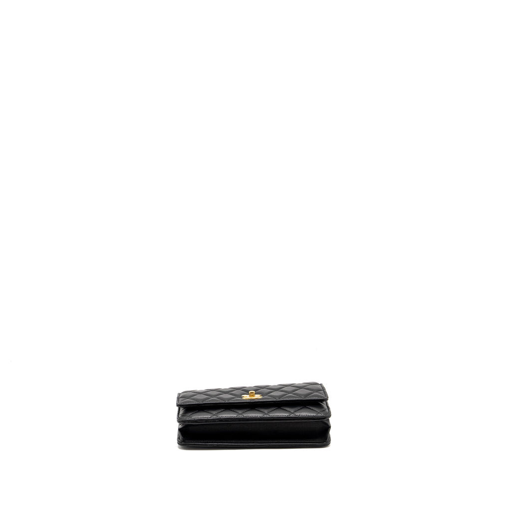 Chanel Pearl Crush Wallet On Chain Lambskin Black  (Microchip)