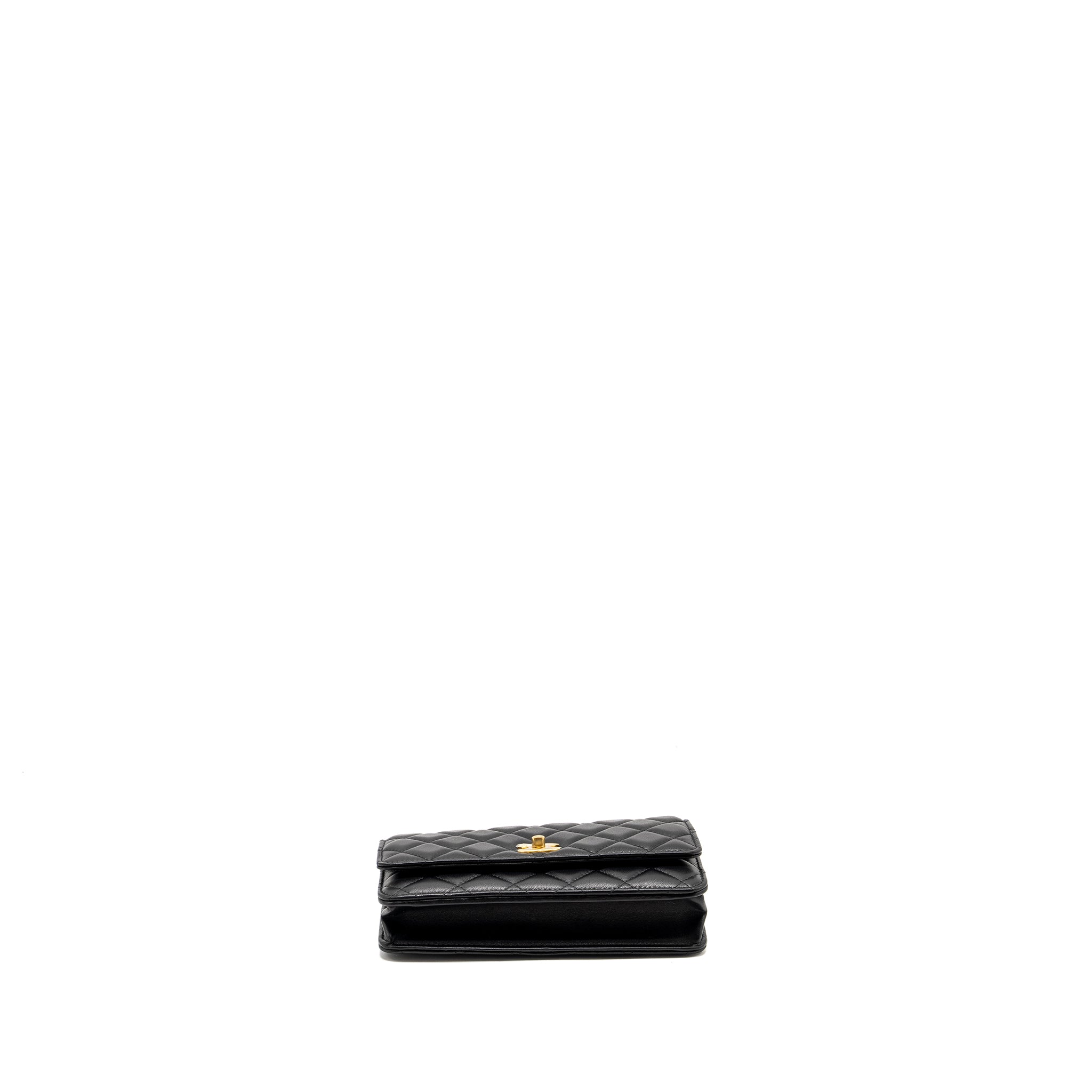 Chanel Pearl Crush Wallet On Chain Lambskin Black  (Microchip)