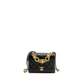 CHANEL Seasonal Flap Bag Giant Chain Handle with Pearl Calfskin Black Brush  (Microchip)