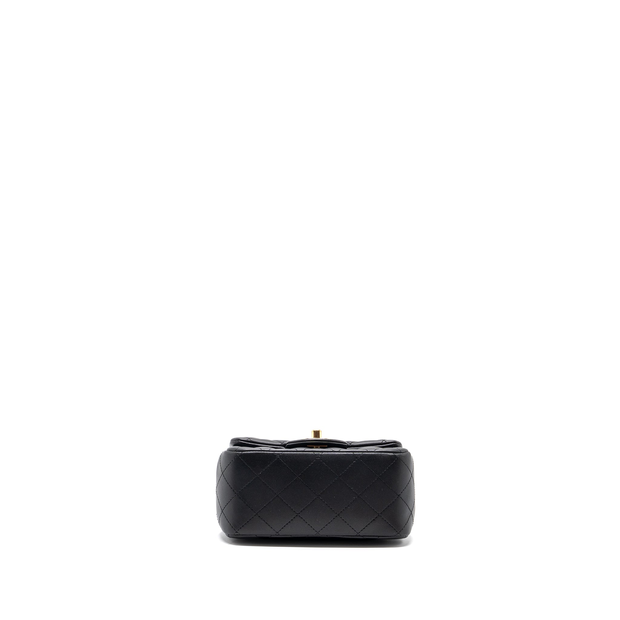 chanel mini square flap bag lambskin black