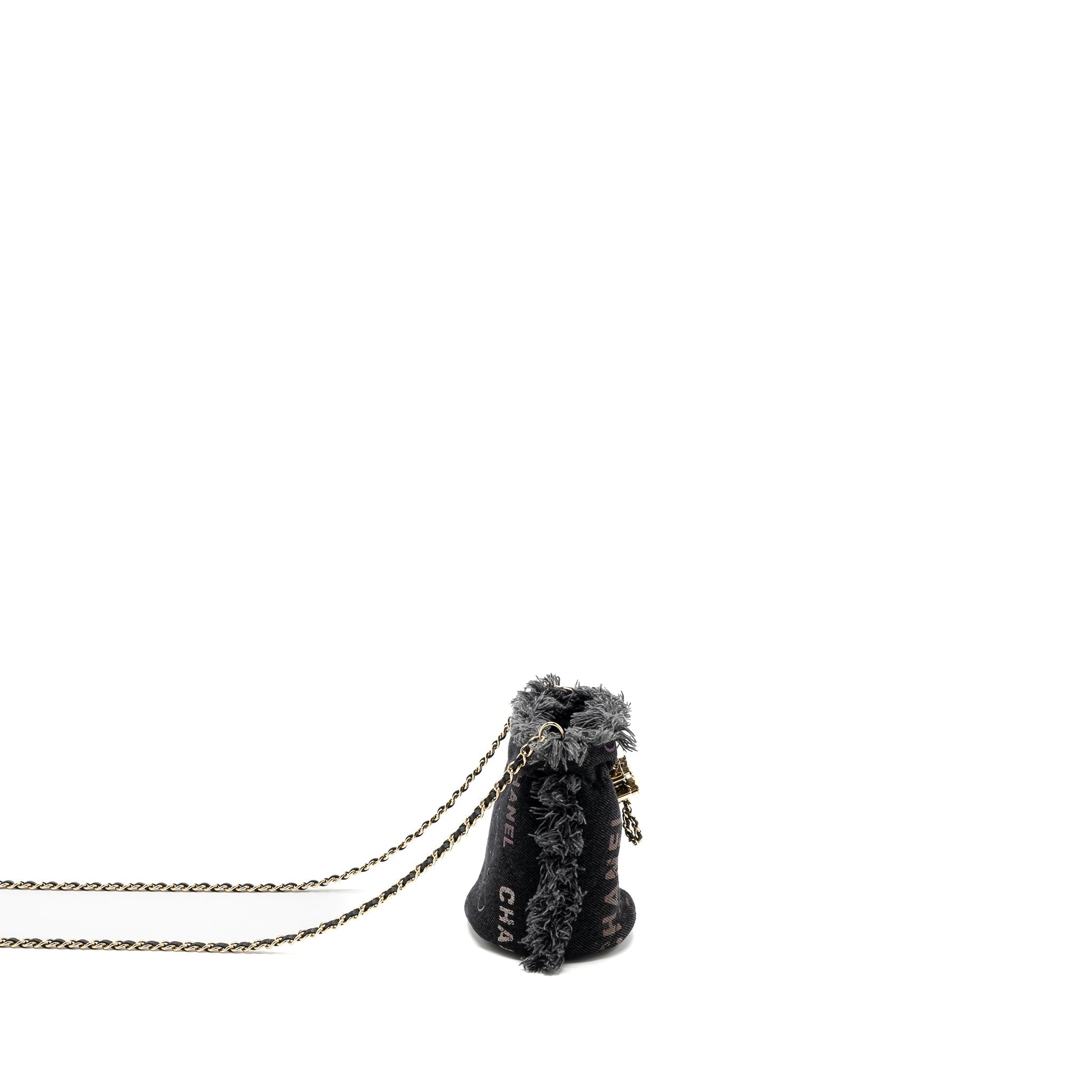 Chanel Super Mini Bucket Bag Black Denim L