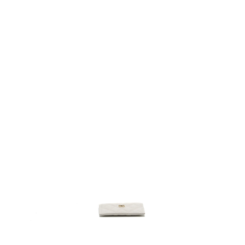 Chanel Classic Card Holder Caviar White L (Microchip)