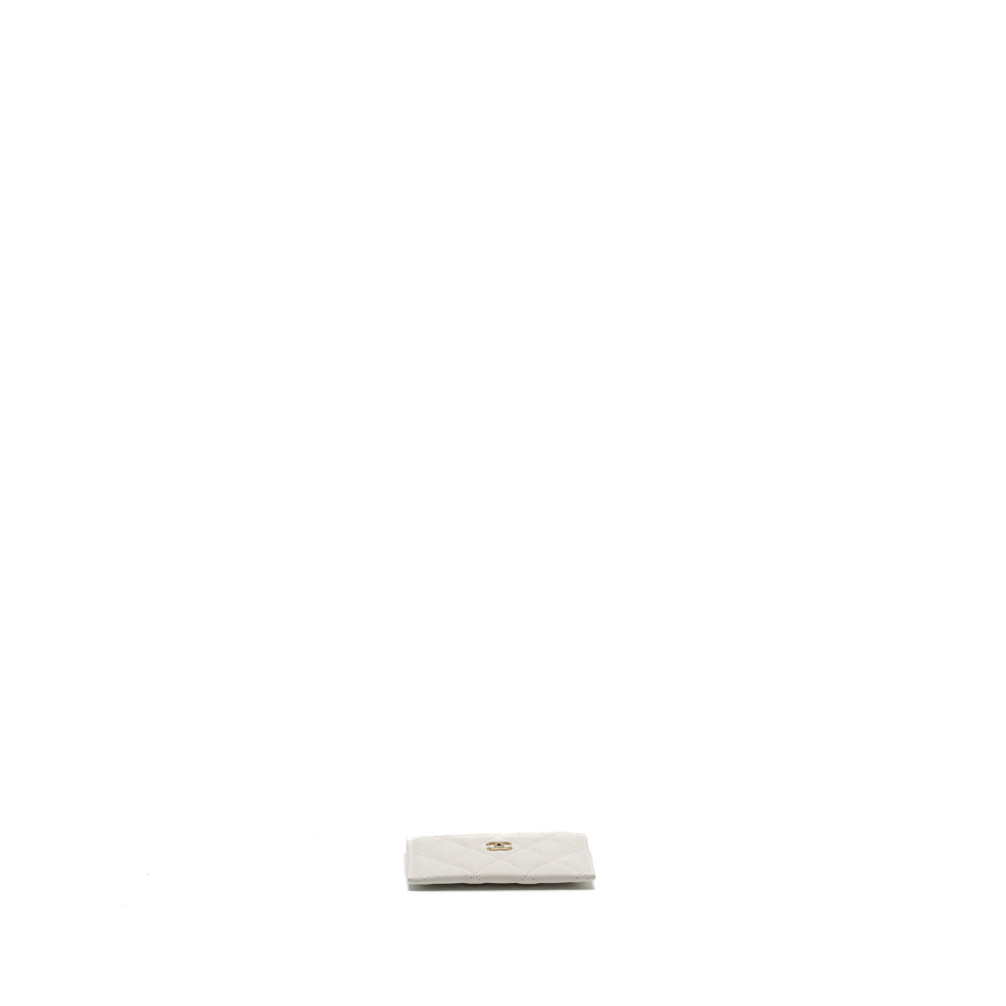 Chanel Classic Card Holder Caviar White L (Microchip)