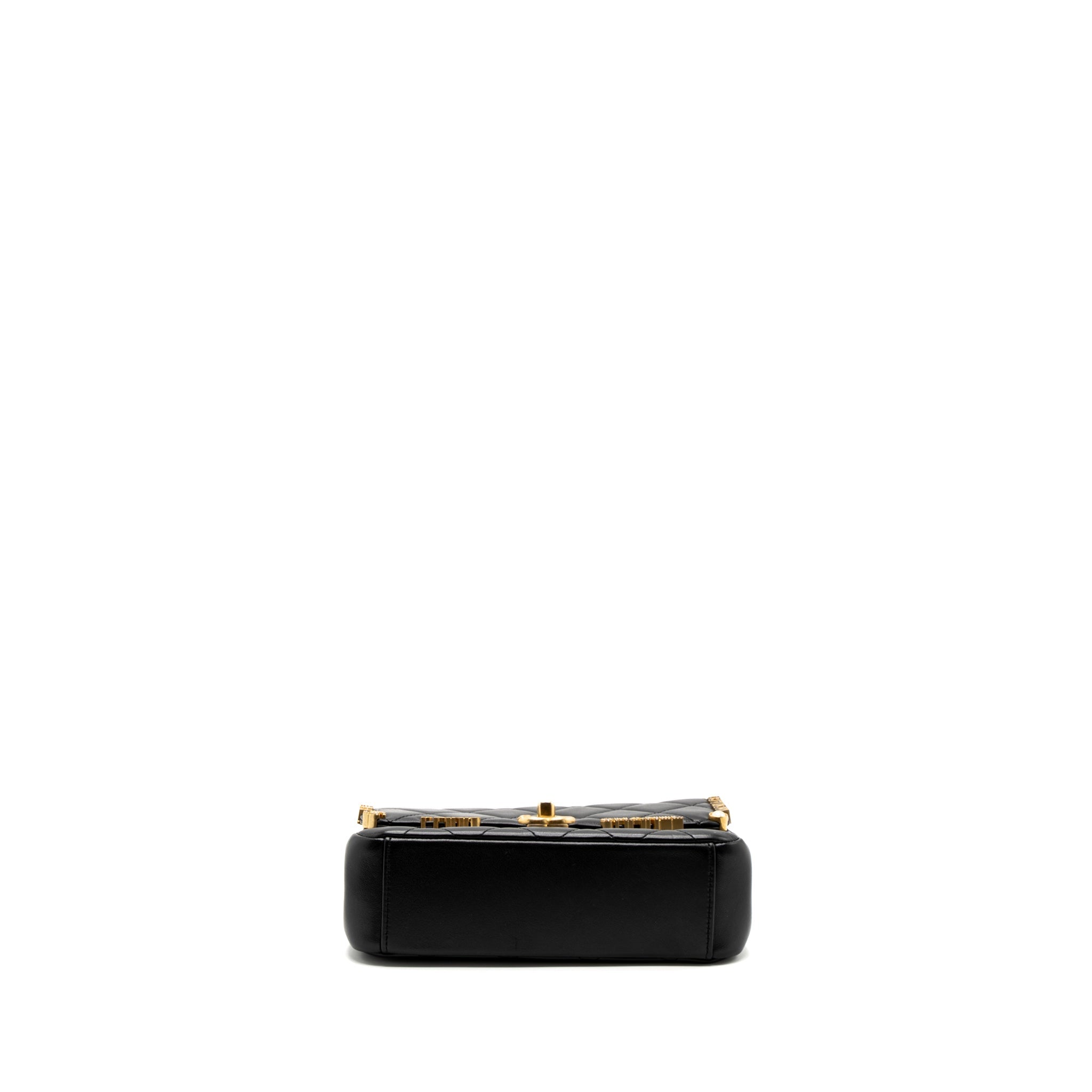 Chanel limited edition quilted flap bag lambskin black  (microchip)