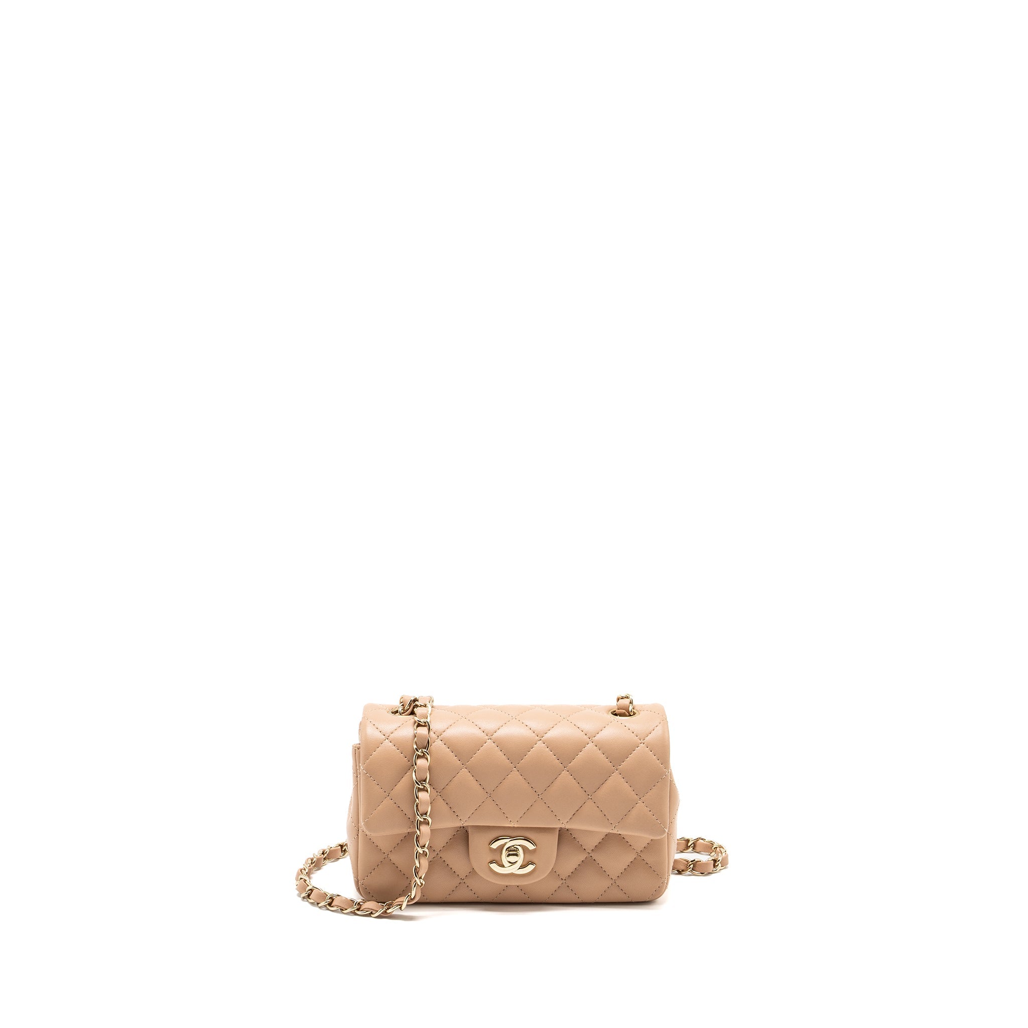Chanel Mini Rectangular Flap Bag Lambskin Light Beige L (microchip)