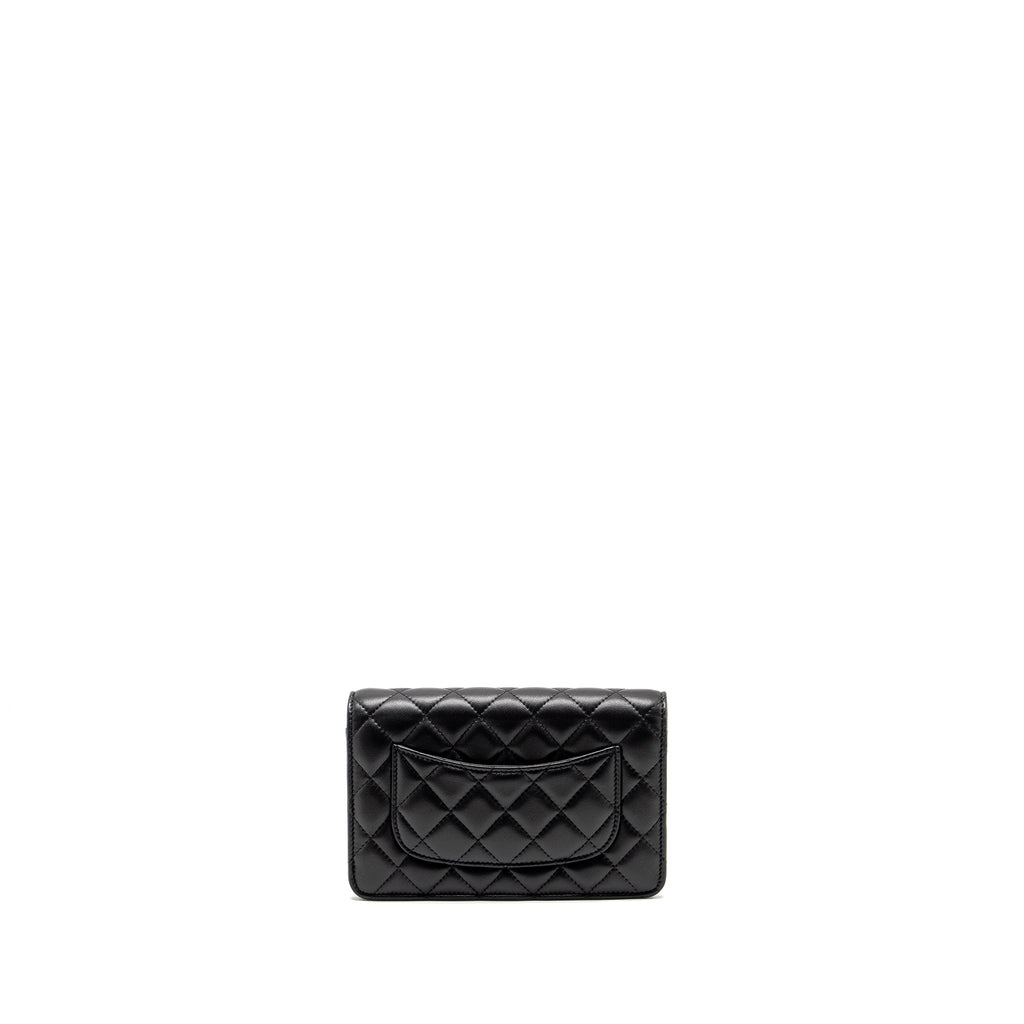 Chanel Pearl Crush Wallet On Chain Lambskin Black  (Microchip)