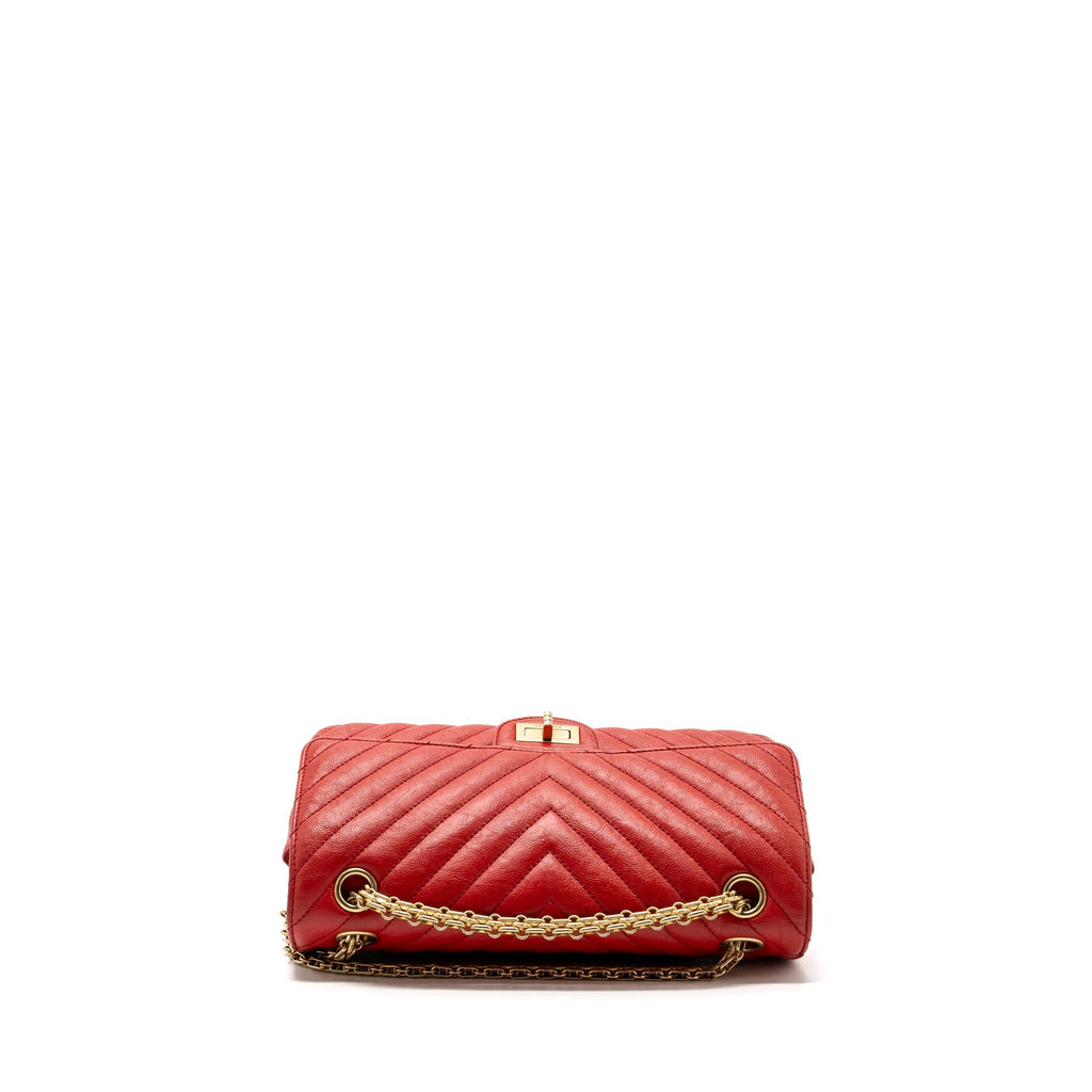 Chanel Small 2.55 Reissue Flap Bag Chevron Calfskin Red