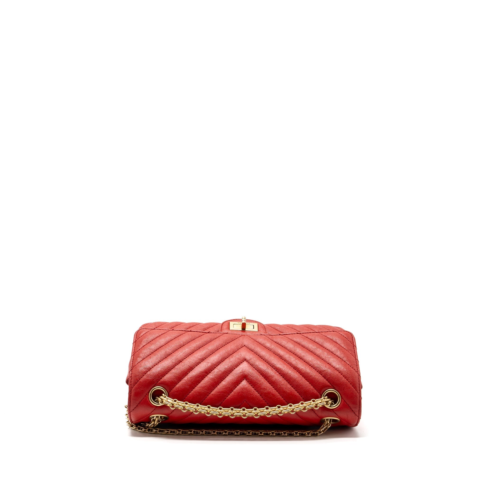 Chanel Small 2.55 Reissue Flap Bag Chevron Calfskin Red