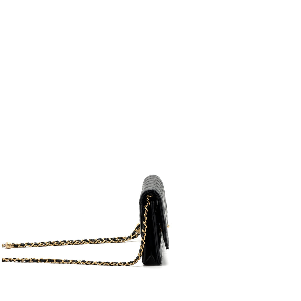 Chanel Pearl Crush Wallet On Chain Lambskin Black  (microchip)