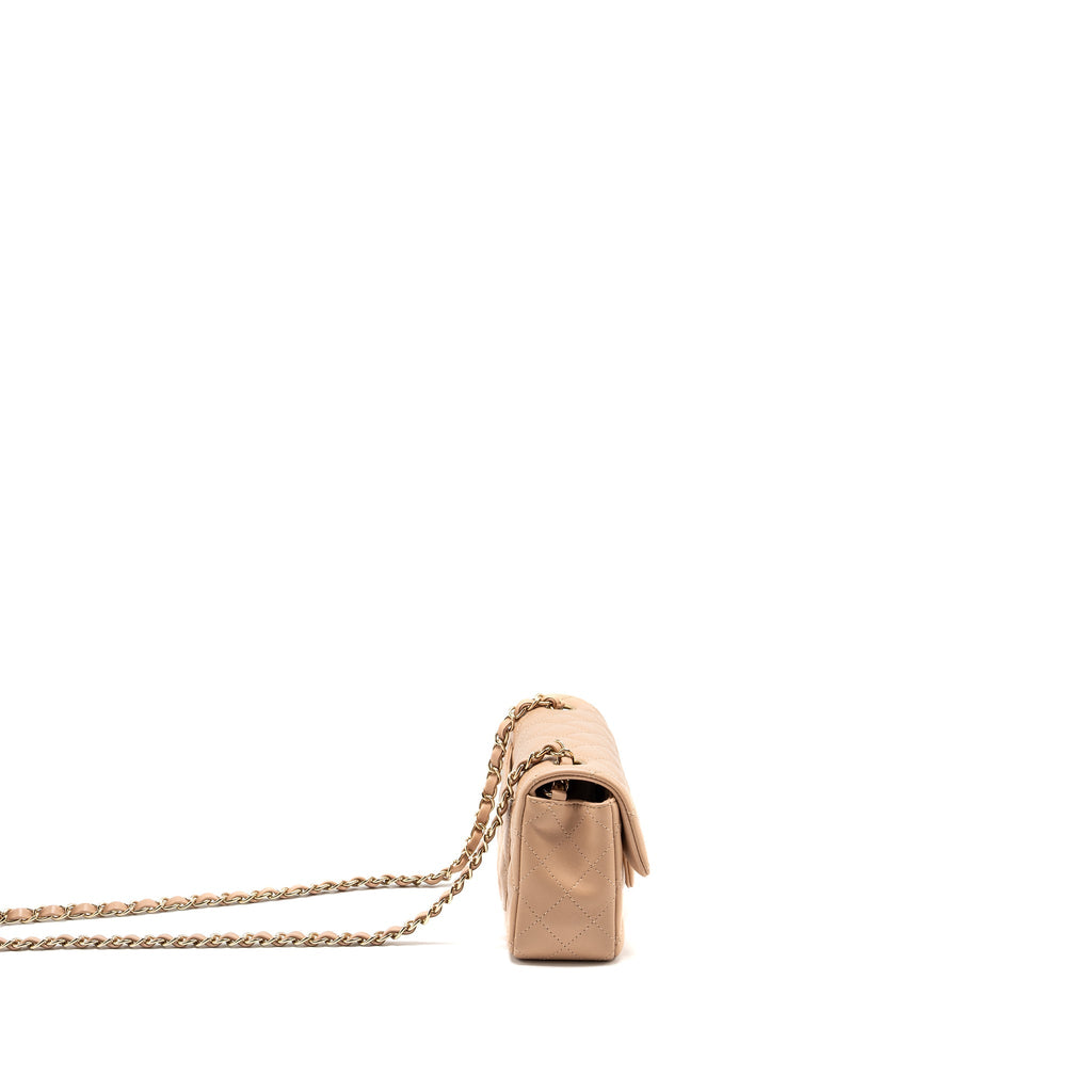 Chanel Mini Rectangular Flap Bag Lambskin Light Beige L (microchip)